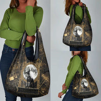 Anput Jackal Mask Grocery Bag with Full Moon Egyptian Afterlife Symbolism