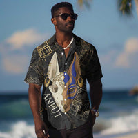 Anput Jackal Mask Hawaiian Shirt with Full Moon Egyptian Afterlife Symbolism