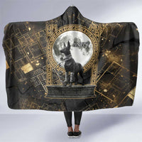 Anput Jackal Mask Hooded Blanket with Full Moon Egyptian Afterlife Symbolism