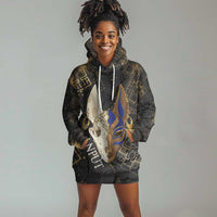 Anput Jackal Mask Hoodie Dress with Full Moon Egyptian Afterlife Symbolism