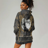 Anput Jackal Mask Hoodie Dress with Full Moon Egyptian Afterlife Symbolism