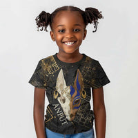 Anput Jackal Mask Kid T shirt with Full Moon Egyptian Afterlife Symbolism