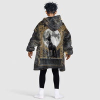 Anput Jackal Mask Kid Wearable Blanket Hoodie with Full Moon Egyptian Afterlife Symbolism