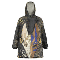 Anput Jackal Mask Kid Wearable Blanket Hoodie with Full Moon Egyptian Afterlife Symbolism