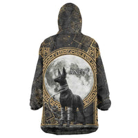 Anput Jackal Mask Kid Wearable Blanket Hoodie with Full Moon Egyptian Afterlife Symbolism