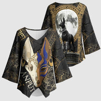 Anput Jackal Mask Kimono Sleeve Blouse with Full Moon Egyptian Afterlife Symbolism