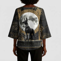 Anput Jackal Mask Kimono Sleeve Blouse with Full Moon Egyptian Afterlife Symbolism