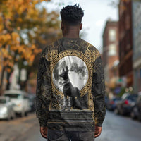 Anput Jackal Mask Long Sleeve Shirt with Full Moon Egyptian Afterlife Symbolism