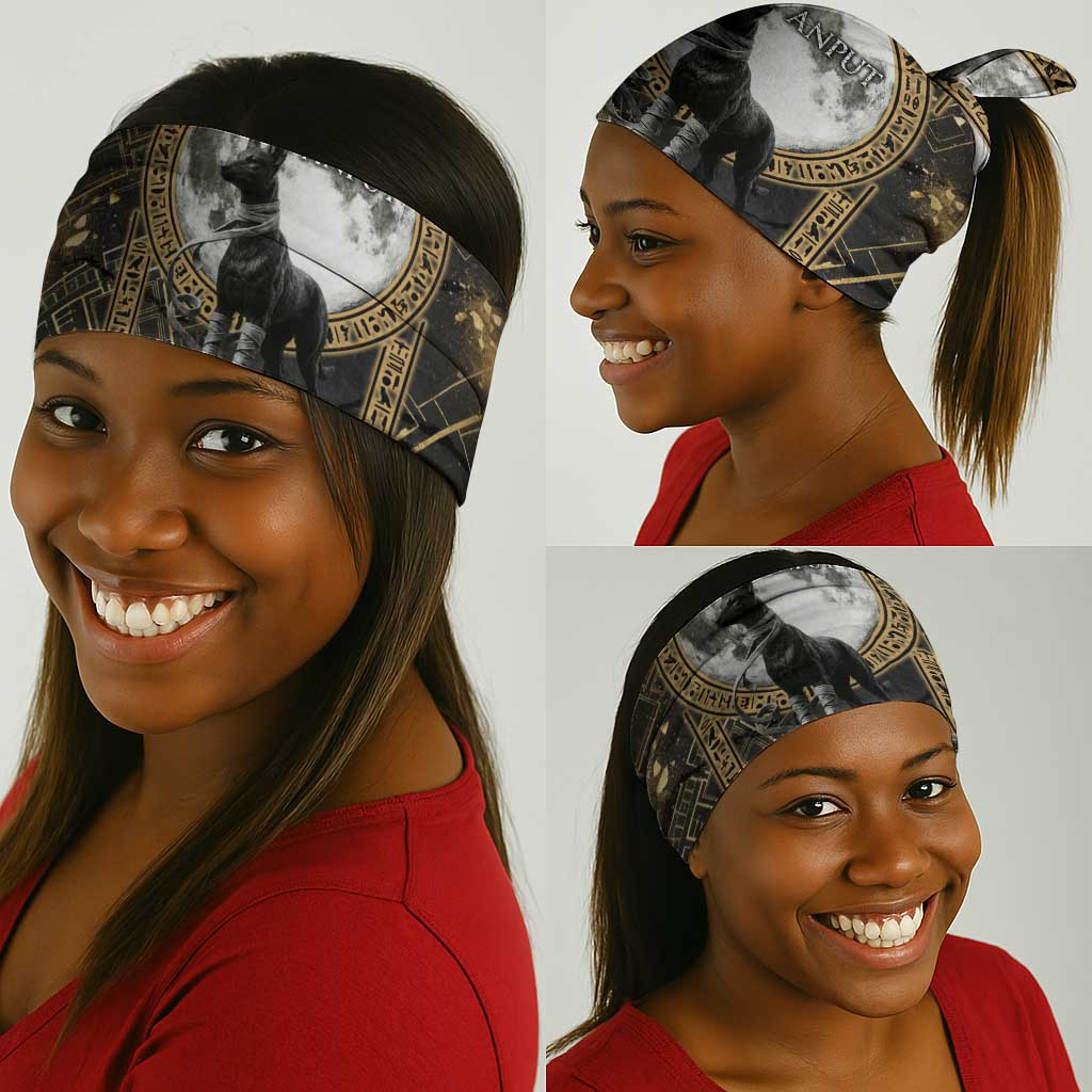 Anput Jackal Mask Neck Gaiter with Full Moon Egyptian Afterlife Symbolism