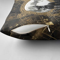Anput Jackal Mask Pillow Cover with Full Moon Egyptian Afterlife Symbolism