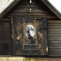 Anput Jackal Mask Quilt with Full Moon Egyptian Afterlife Symbolism