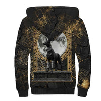 Anput Jackal Mask Sherpa Hoodie with Full Moon Egyptian Afterlife Symbolism