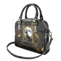 Anput Jackal Mask Shoulder Handbag with Full Moon Egyptian Afterlife Symbolism