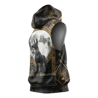 Anput Jackal Mask Sleeveless Hoodie with Full Moon Egyptian Afterlife Symbolism