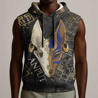 Anput Jackal Mask Sleeveless Hoodie with Full Moon Egyptian Afterlife Symbolism