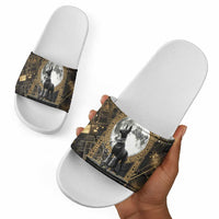 Anput Jackal Mask Slide Sandals with Full Moon Egyptian Afterlife Symbolism