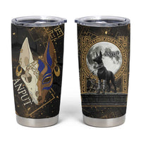 Anput Jackal Mask Tumbler Cup with Full Moon Egyptian Afterlife Symbolism