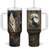 Anput Jackal Mask Tumbler With Handle with Full Moon Egyptian Afterlife Symbolism