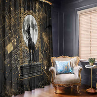 Anput Jackal Mask Window Curtain with Full Moon Egyptian Afterlife Symbolism