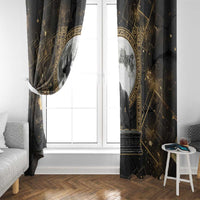 Anput Jackal Mask Window Curtain with Full Moon Egyptian Afterlife Symbolism