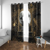 Anput Jackal Mask Window Curtain with Full Moon Egyptian Afterlife Symbolism