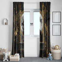 Anput Jackal Mask Window Curtain with Full Moon Egyptian Afterlife Symbolism