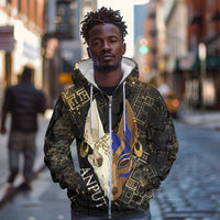 Anput Jackal Mask Zip Hoodie with Full Moon Egyptian Afterlife Symbolism