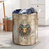 Hathor Laundry Basket with Sacred Cow Head Egyptian Fertility Symbolism