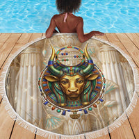 Hathor Beach Blanket with Sacred Cow Head Egyptian Fertility Symbolism