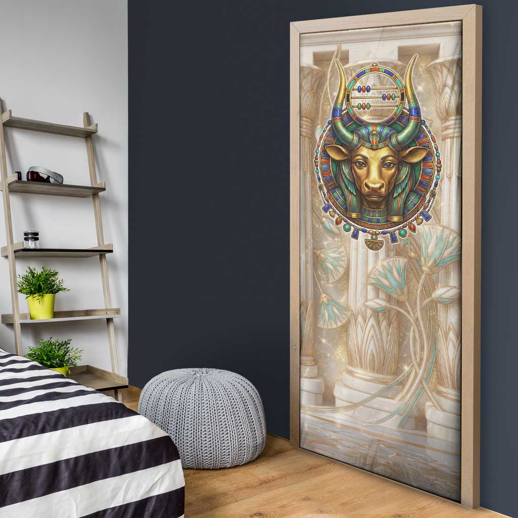 Hathor Door Cover with Sacred Cow Head Egyptian Fertility Symbolism