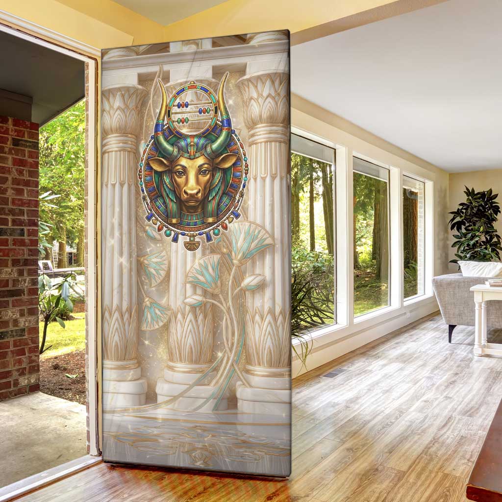 Hathor Door Cover with Sacred Cow Head Egyptian Fertility Symbolism