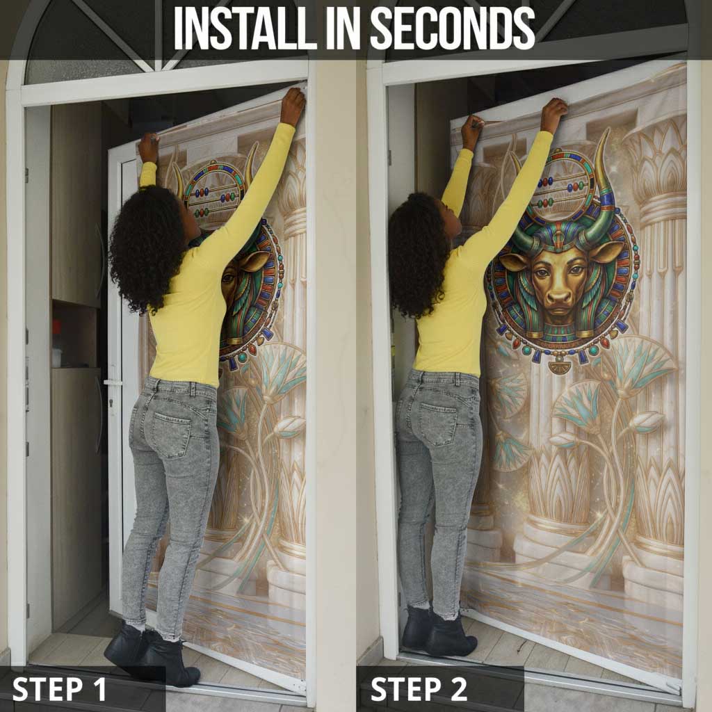 Hathor Door Cover with Sacred Cow Head Egyptian Fertility Symbolism