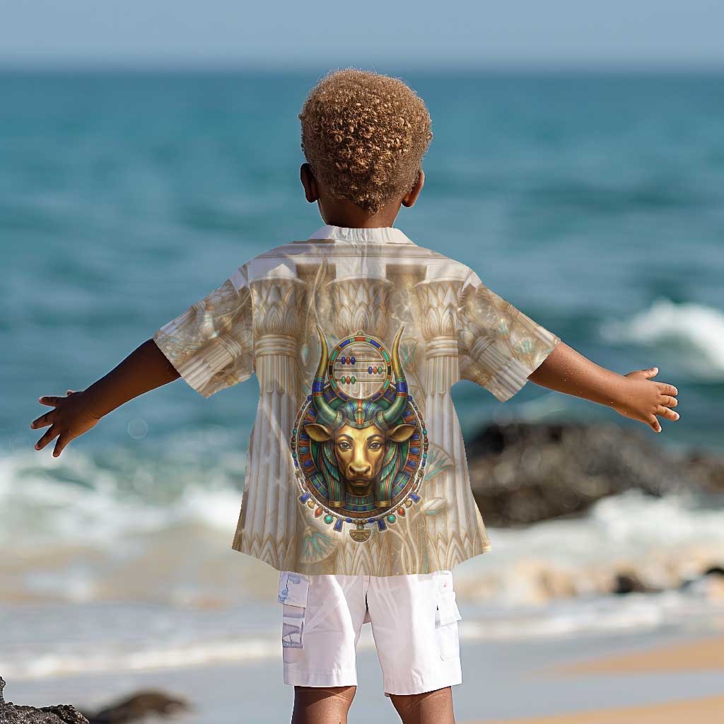 Hathor Kid Hawaiian Shirt with Sacred Cow Head Egyptian Fertility Symbolism