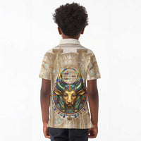 Hathor Kid Polo Shirt with Sacred Cow Head Egyptian Fertility Symbolism