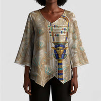 Hathor Kimono Sleeve Blouse with Sacred Cow Head Egyptian Fertility Symbolism