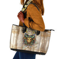 Hathor Leather Tote Bag with Sacred Cow Head Egyptian Fertility Symbolism