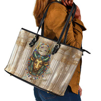 Hathor Leather Tote Bag with Sacred Cow Head Egyptian Fertility Symbolism