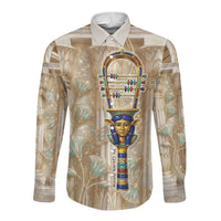 Hathor Long Sleeve Button Shirt with Sacred Cow Head Egyptian Fertility Symbolism