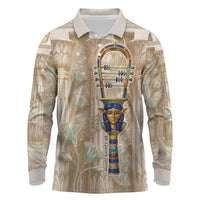 Hathor Long Sleeve Polo Shirt with Sacred Cow Head Egyptian Fertility Symbolism