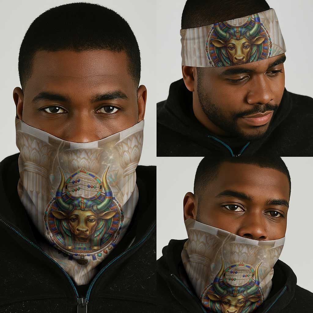 Hathor Neck Gaiter with Sacred Cow Head Egyptian Fertility Symbolism