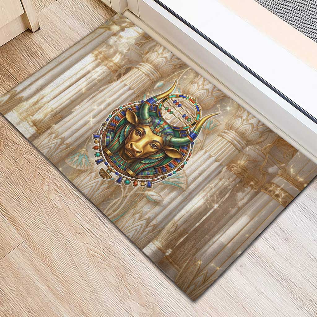 Hathor Rubber Doormat with Sacred Cow Head Egyptian Fertility Symbolism