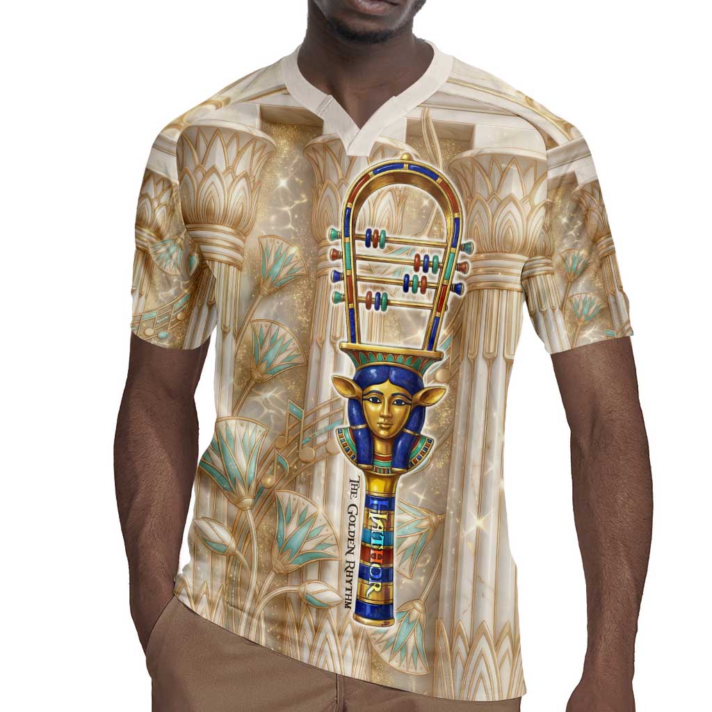 Hathor Rugby Jersey with Sacred Cow Head Egyptian Fertility Symbolism