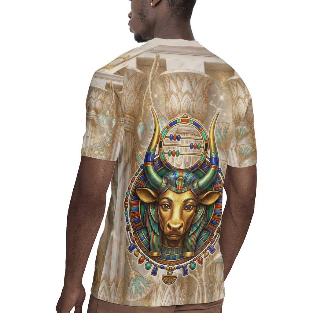 Hathor Rugby Jersey with Sacred Cow Head Egyptian Fertility Symbolism