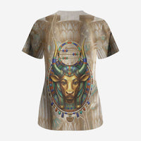 Hathor Scrub Top with Sacred Cow Head Egyptian Fertility Symbolism