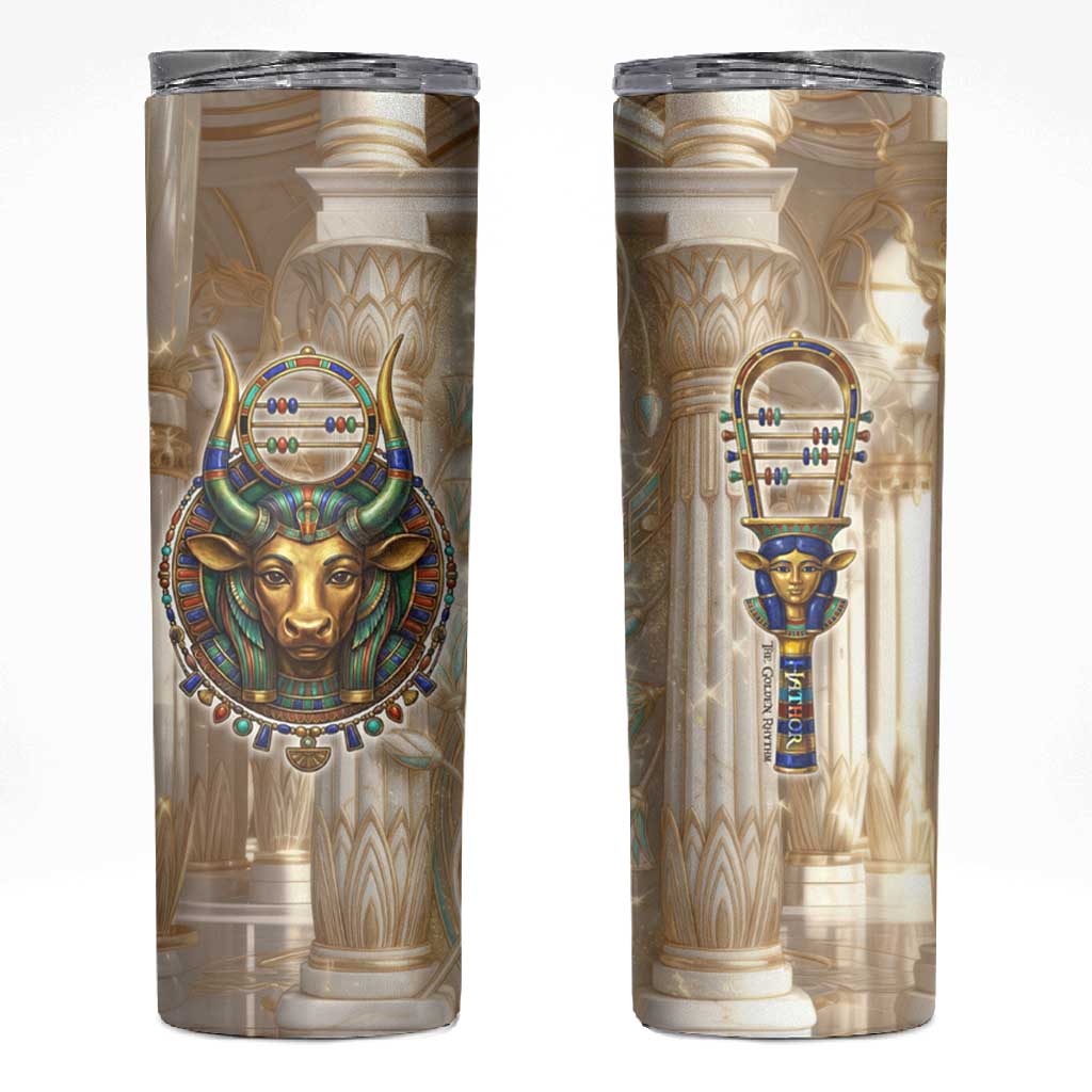 Hathor Skinny Tumbler with Sacred Cow Head Egyptian Fertility Symbolism