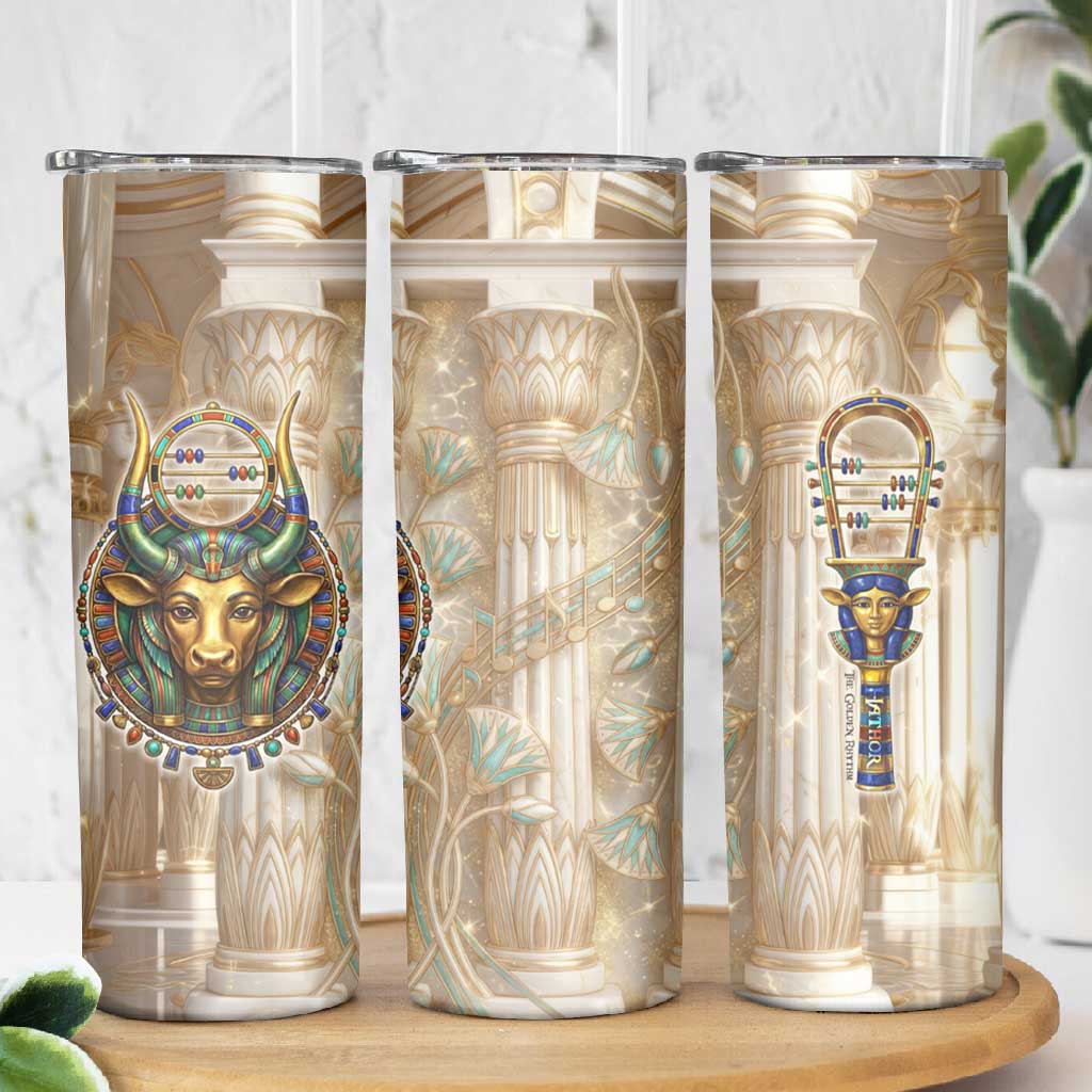 Hathor Skinny Tumbler with Sacred Cow Head Egyptian Fertility Symbolism