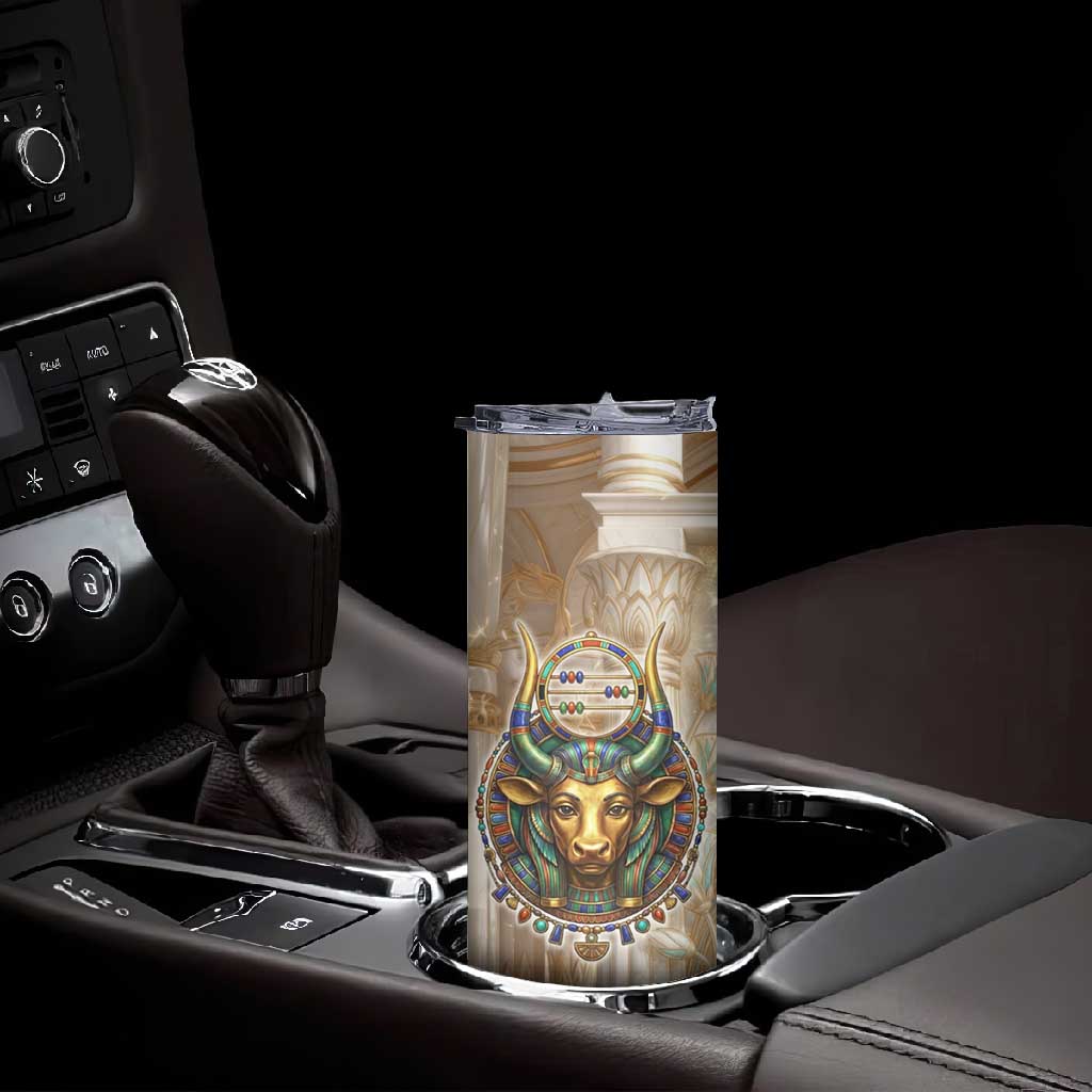 Hathor Skinny Tumbler with Sacred Cow Head Egyptian Fertility Symbolism