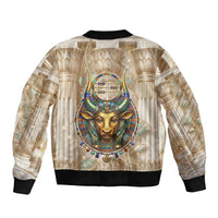 Hathor Sleeve Zip Bomber Jacket with Sacred Cow Head Egyptian Fertility Symbolism