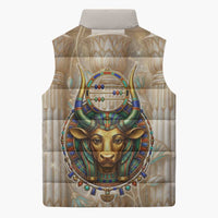 Hathor Sleeveless Puffer Jacket with Sacred Cow Head Egyptian Fertility Symbolism