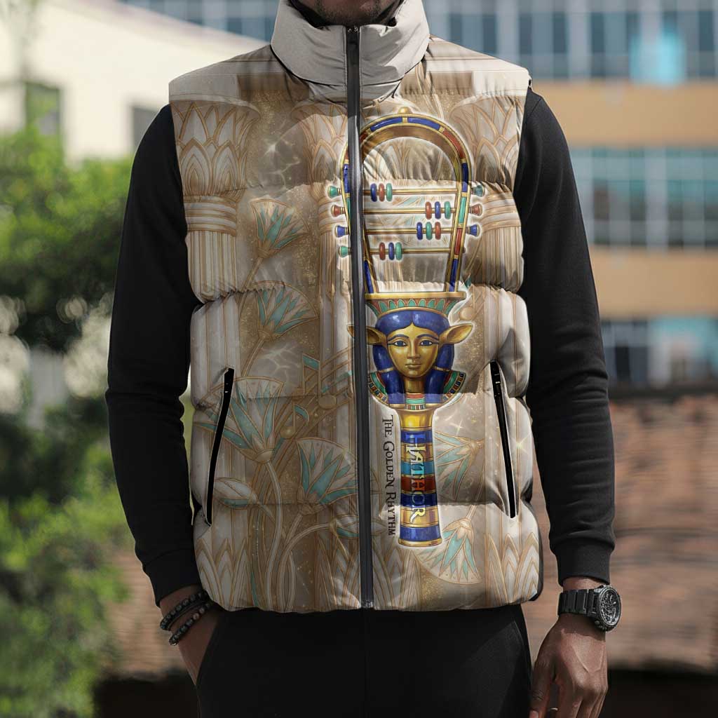 Hathor Sleeveless Puffer Jacket with Sacred Cow Head Egyptian Fertility Symbolism